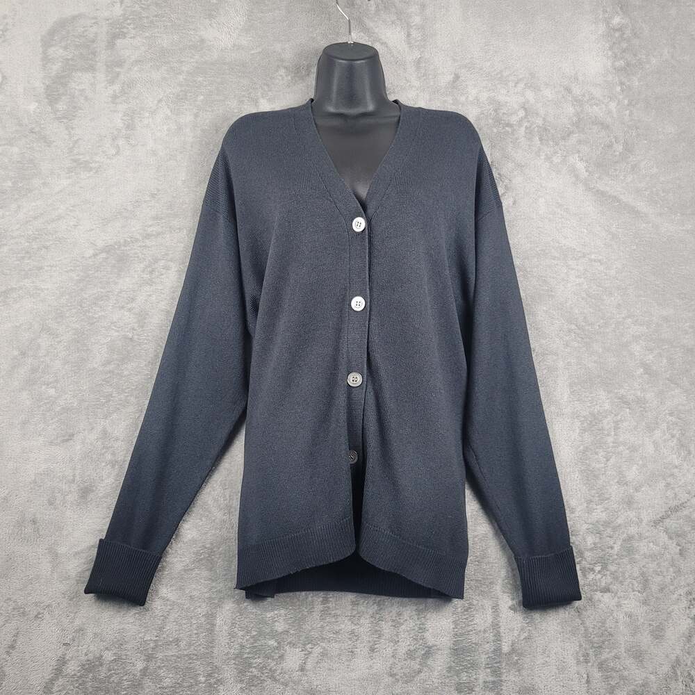 J.Crew Silk Cashmere Cardigan Large Charcoal Gray V Neck Preppy